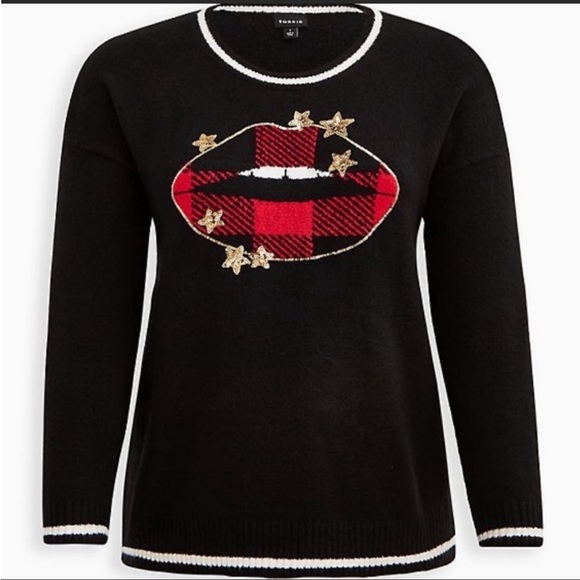 Torrid Stars and Lip Black Sweater Size 0 - Picture 1 of 7